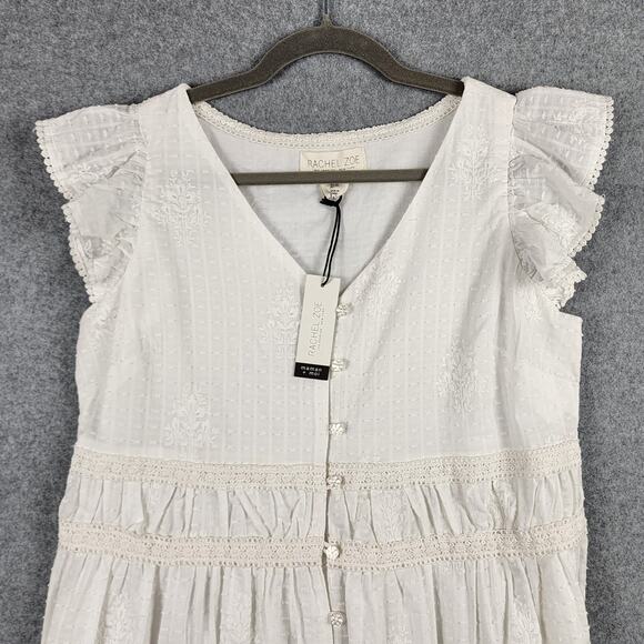 Rachel Zoe White Maxi Dress Lace Eyelet Boho Size 8 - Picture 6 of 13